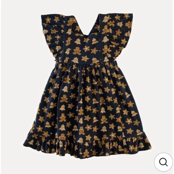Kate Quinn Other - Kate Quinn 100% Organic Cotton Ruffle Strap Dress Gingerbread‎ Cookies Girls 5Y